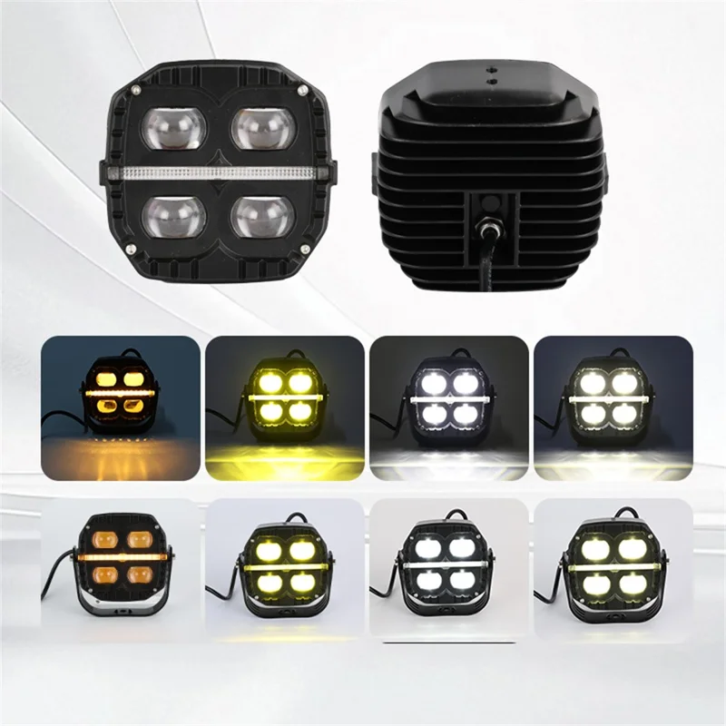 75W Car Motorcycle LED Headlight Spotlight White / Yellow Light with Flowing Yellow Signal