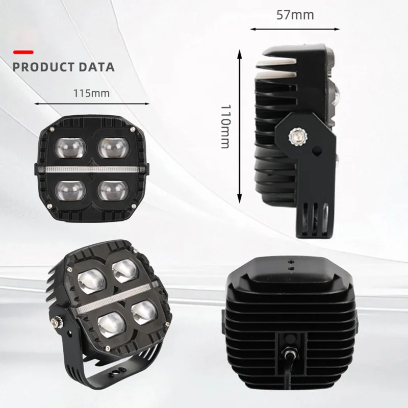 75W Car Motorcycle LED Headlight Spotlight White / Yellow Light with Flowing Yellow Signal