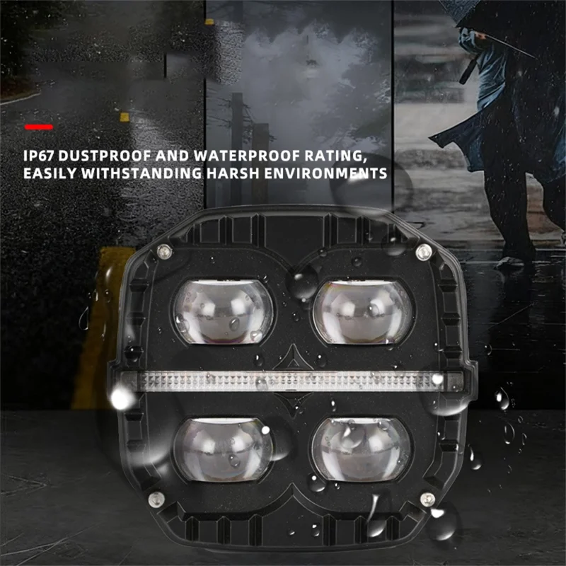 75W Car Motorcycle LED Headlight Spotlight White / Yellow Light with Flowing Yellow Signal