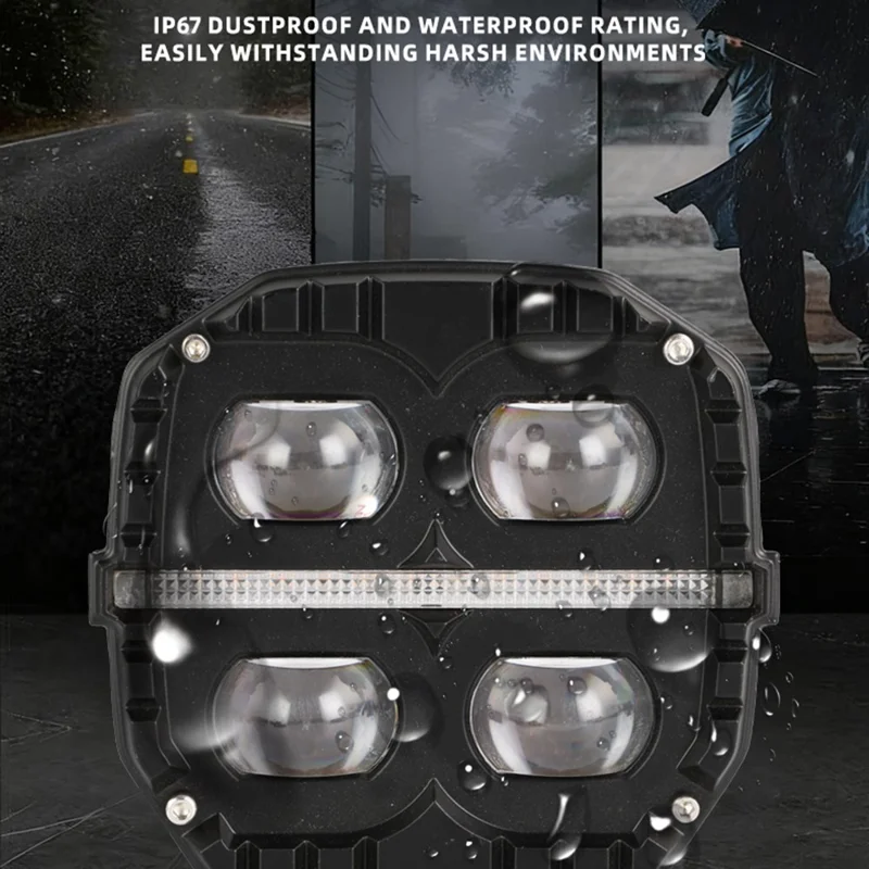 75W Car Motorcycle LED Headlight Spotlight White / Yellow Light with Flowing Yellow Signal