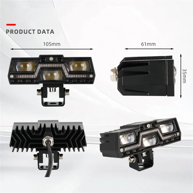 45W LED Headlight Spotlight with DRL for Car / Motorcycle Yellow White LED Light IP67 Waterproof
