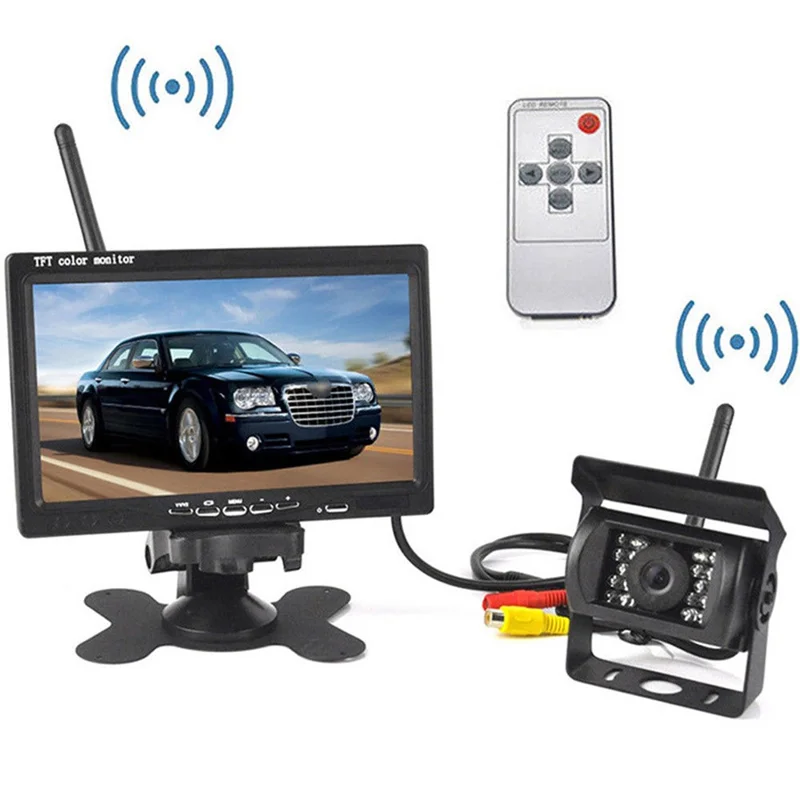 7 Inch Wireless Backup Camera System for Bus IP67 Waterproof Rear View Night Vision LCD Monitor