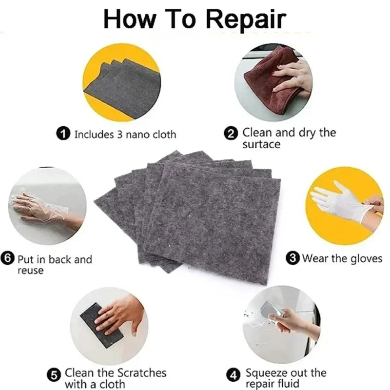 5Pcs 10 x 20cm Multifunction Nano-fiber Car Scratch Repair Cloth for Polishing Stain Removal