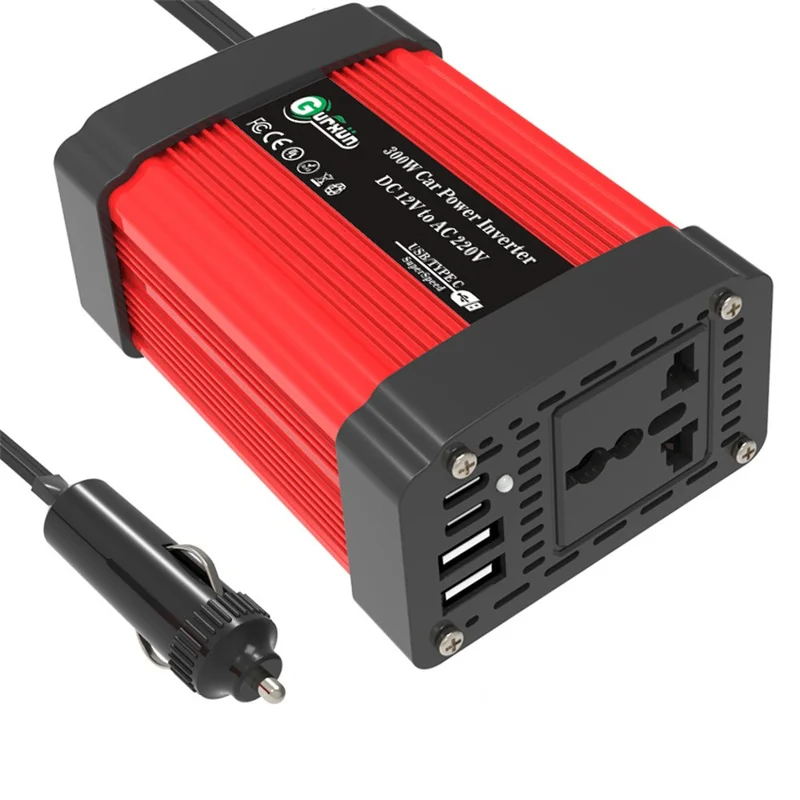 300W Auto Omvormer 12V naar 220V Spanningsomzetter Draagbare Oplader voor Telefoon / Luidspreker / Camera, Europees Standaard