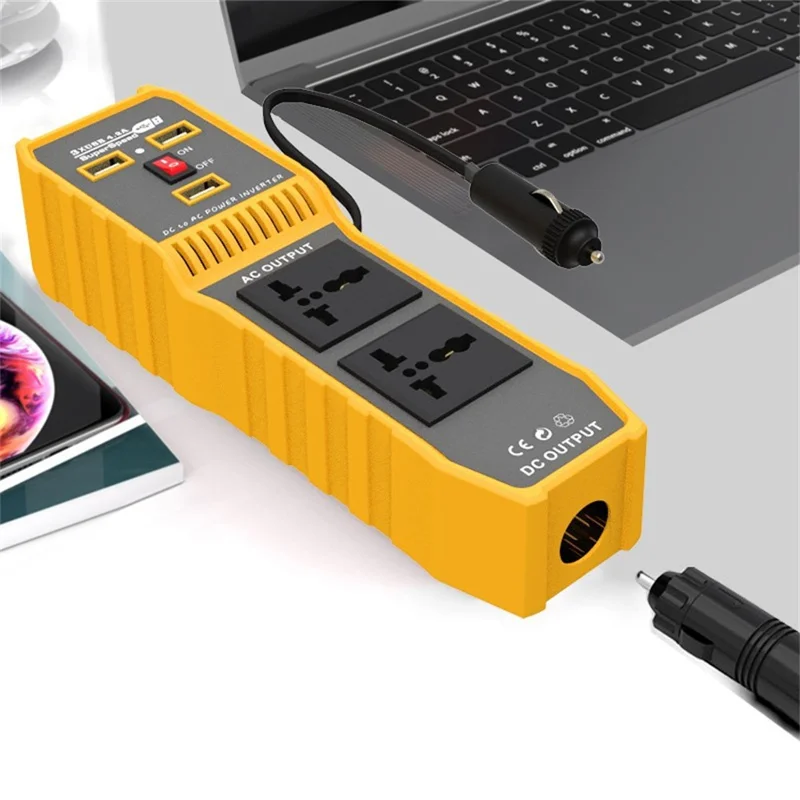 Przenośny falownik samochodowy 12 V DC na 220 V AC, 400 W, 3 porty USB + 2 gniazda AC