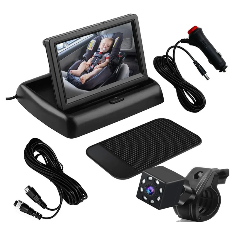 Foldable 4.3 Inch Screen HD 1080P Baby Car Rearview Monitor with Wide Angle Infrared Night Vision Camera