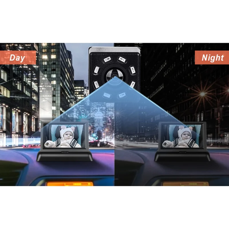 Foldable 4.3 Inch Screen HD 1080P Baby Car Rearview Monitor with Wide Angle Infrared Night Vision Camera