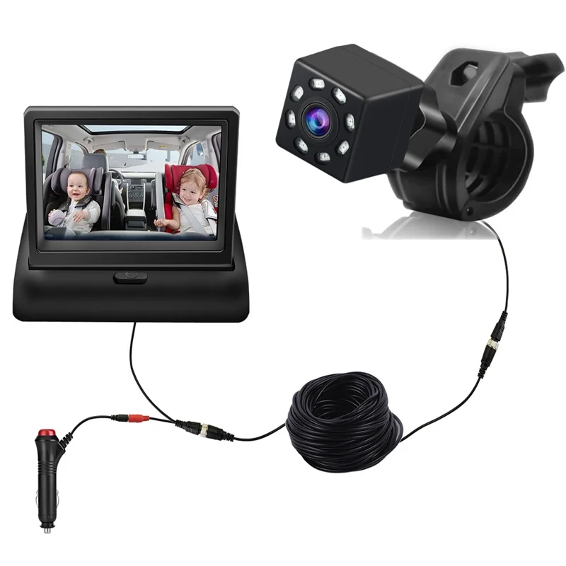 Foldable 4.3 Inch Screen HD 1080P Baby Car Rearview Monitor with Wide Angle Infrared Night Vision Camera