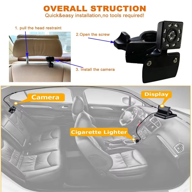 Foldable 4.3 Inch Screen HD 1080P Baby Car Rearview Monitor with Wide Angle Infrared Night Vision Camera