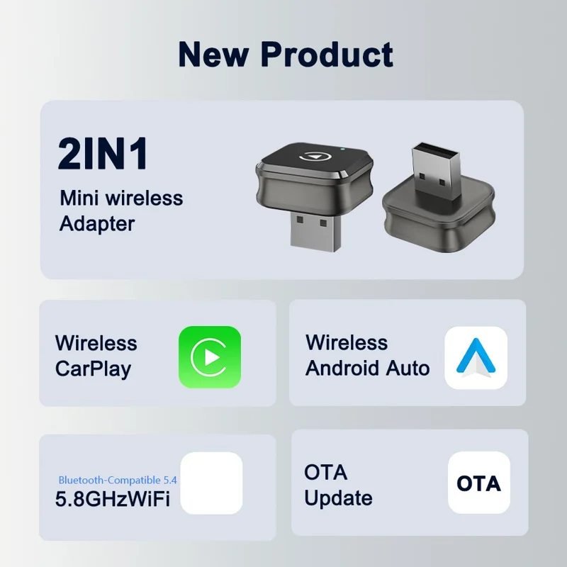 M4 2 in 1 Bluetooth-compatible 5.4 AI Box for CarPlay  /  Android Auto Wired to Wireless Car Adapter