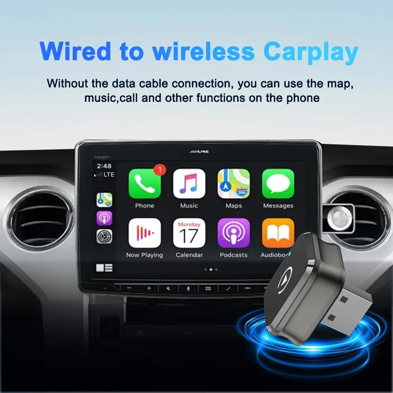 M4 2 in 1 Bluetooth-compatible 5.4 AI Box for CarPlay  /  Android Auto Wired to Wireless Car Adapter