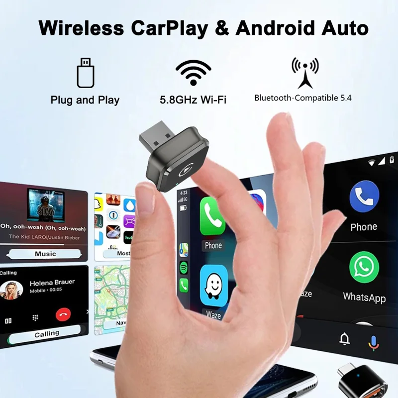M4 2 in 1 Bluetooth-compatible 5.4 AI Box for CarPlay  /  Android Auto Wired to Wireless Car Adapter