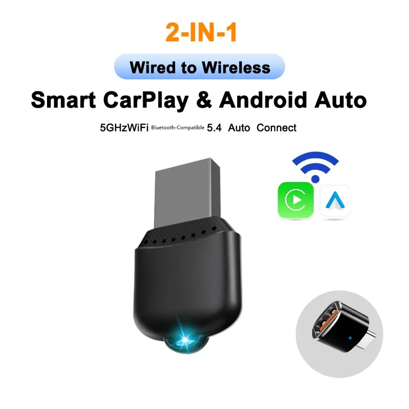 M25 2 i 1 til CarPlay / Android Auto trådløs adapter Bluetooth 5.4 AI-boks USB-dongle