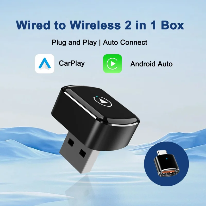 M26 2 in 1 For CarPlay  /  Android Auto Wired to Wireless Car Adapter 5.8G / 2.4G Dual Band WiFi Bluetooth-compatible USB Dongle