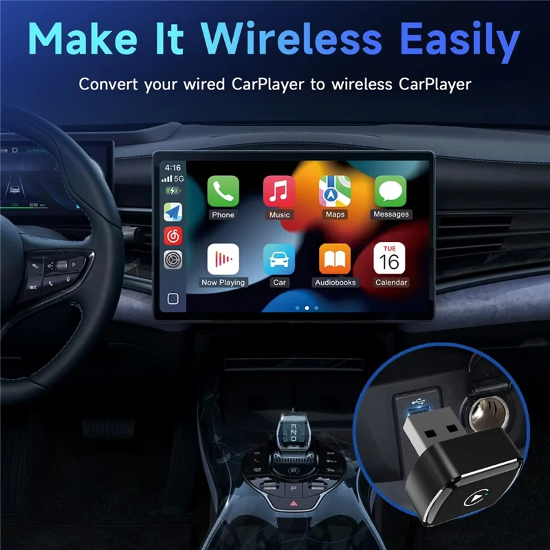 M26 2 in 1 For CarPlay  /  Android Auto Wired to Wireless Car Adapter 5.8G / 2.4G Dual Band WiFi Bluetooth-compatible USB Dongle