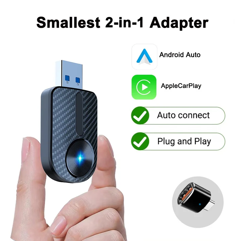 M27 2-in-1 Plug and Play USB AI-box voor CarPlay / Android Auto, kabeladapter naar draadloos