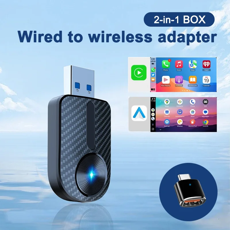 M27 2-in-1 Plug and Play USB AI-box voor CarPlay / Android Auto, kabeladapter naar draadloos