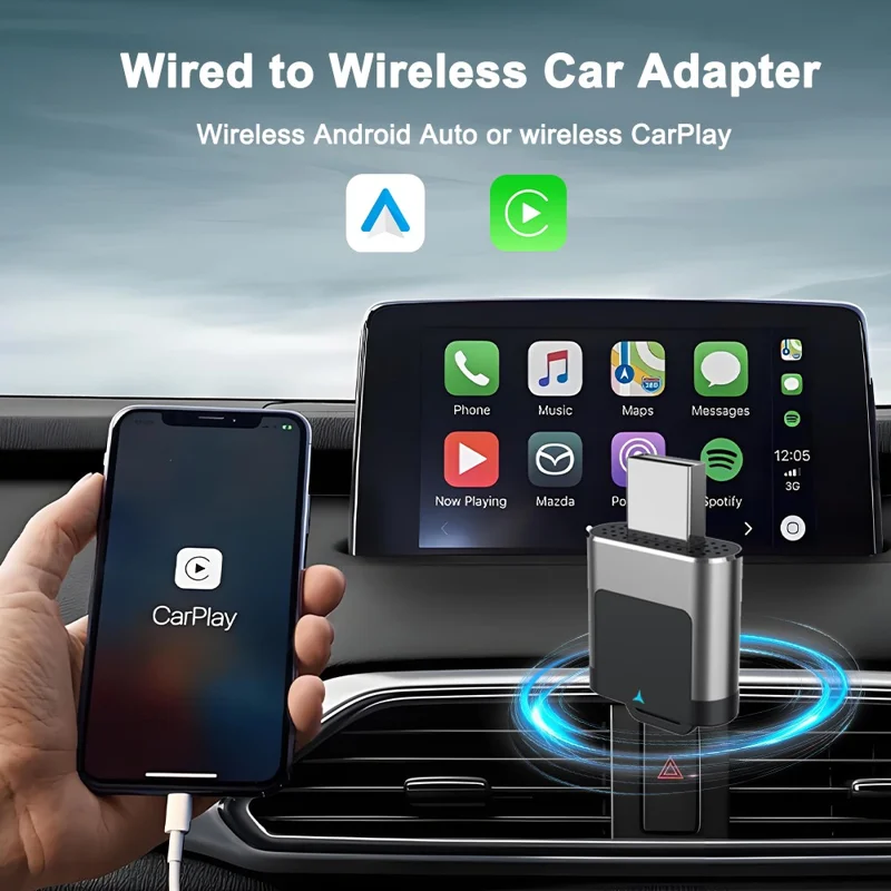 M29 2 in 1 Wireless CarPlay AI Box Plug and Play Android Auto Wired to Wireless Car Adapter