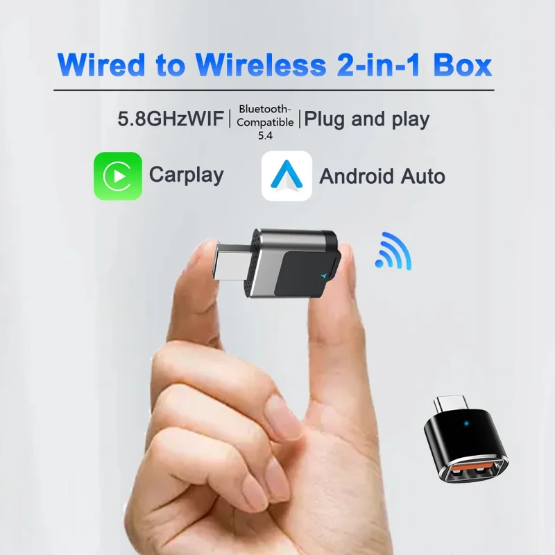 M29 2 in 1 Wireless CarPlay AI Box Plug and Play Android Auto Wired to Wireless Car Adapter