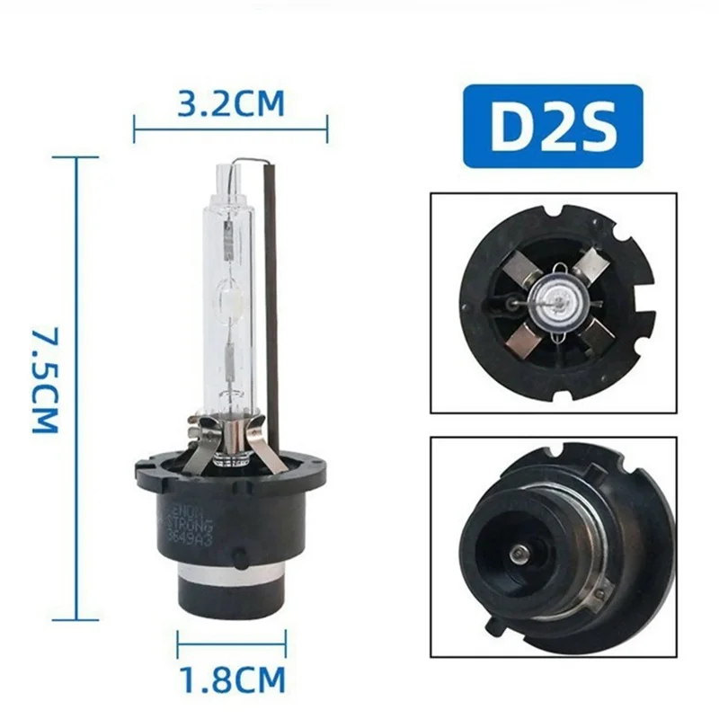 D2S 2Pcs 4300K High Brightness Car Headlight Xenon Bulb IP68 Waterproof High Focus HID Lamp