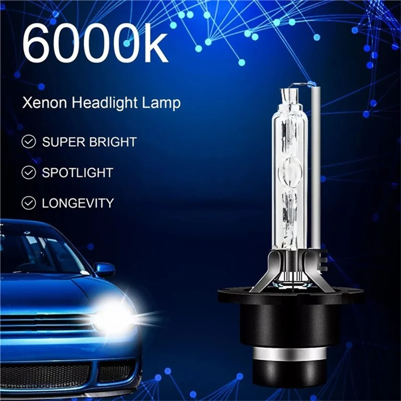 D2S 2Pcs 4300K High Brightness Car Headlight Xenon Bulb IP68 Waterproof High Focus HID Lamp