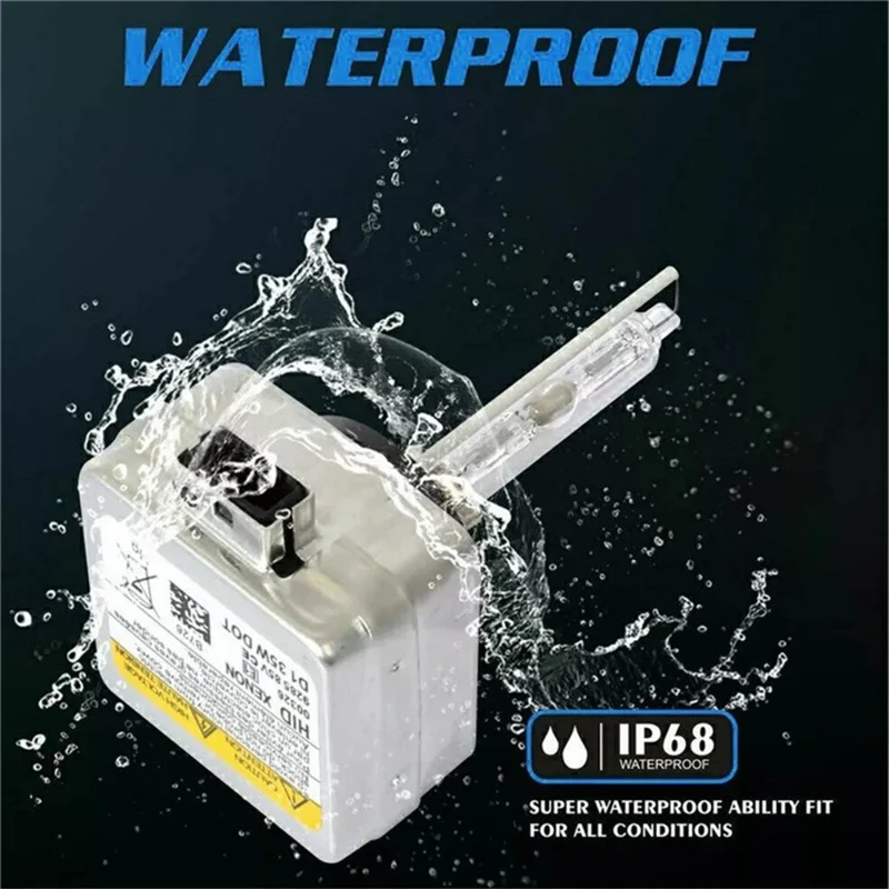 D1S 2Pcs 4300K Xenon HID Headlight Bulbs IP68 Waterproof High Brightness Automotive Front Lamp