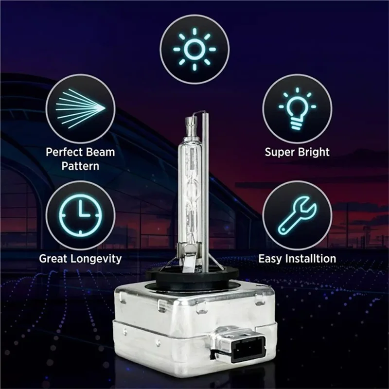D1S 2Pcs 4300K Xenon HID Headlight Bulbs IP68 Waterproof High Brightness Automotive Front Lamp