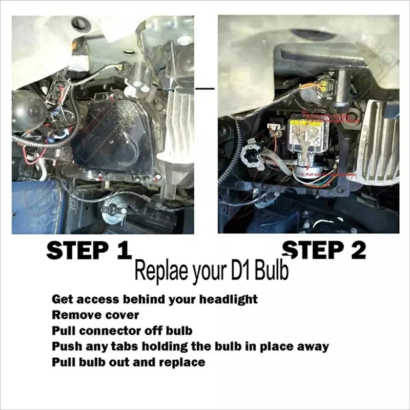 D1S 2Pcs 4300K Xenon HID Headlight Bulbs IP68 Waterproof High Brightness Automotive Front Lamp