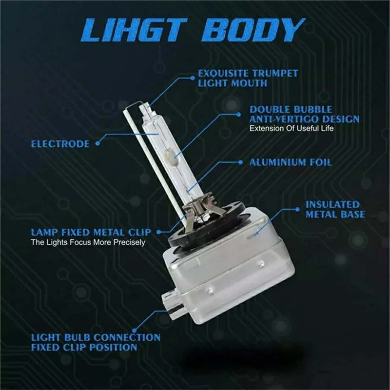 D1S 2Pcs 4300K Xenon HID Headlight Bulbs IP68 Waterproof High Brightness Automotive Front Lamp
