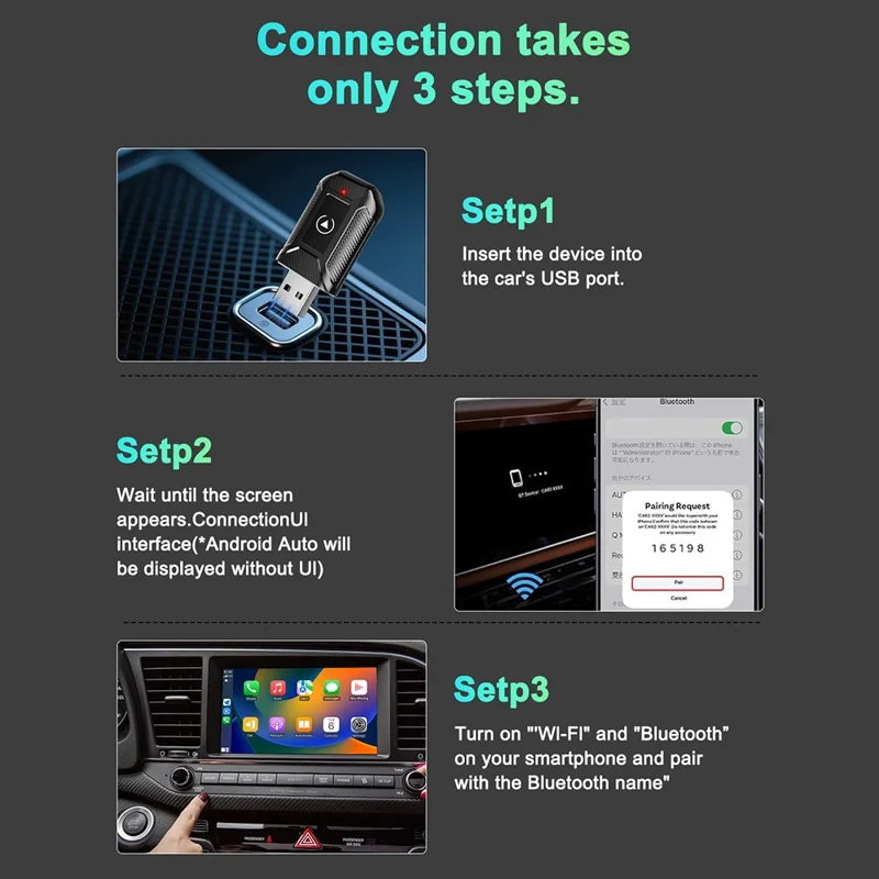 M30 2 in 1 AI Box Wireless Car Adapter for CarPlay  /  Android Auto Upgrade Compatible with Built-in CarPlay  /  Android Auto Vehicles