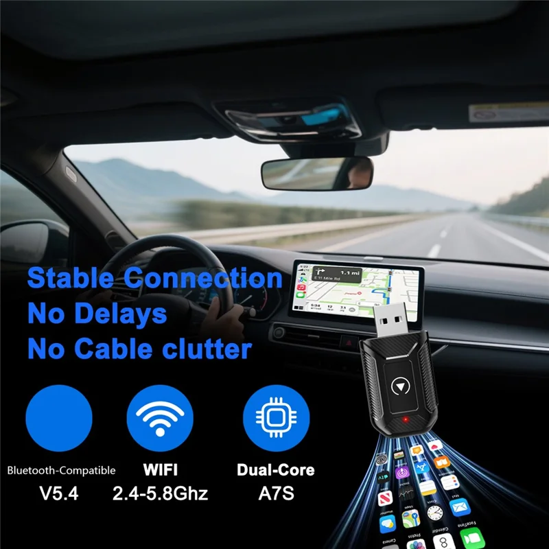 M30 2 in 1 AI Box Wireless Car Adapter for CarPlay  /  Android Auto Upgrade Compatible with Built-in CarPlay  /  Android Auto Vehicles