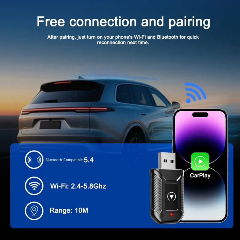 M30 2 in 1 AI Box Wireless Car Adapter for CarPlay  /  Android Auto Upgrade Compatible with Built-in CarPlay  /  Android Auto Vehicles