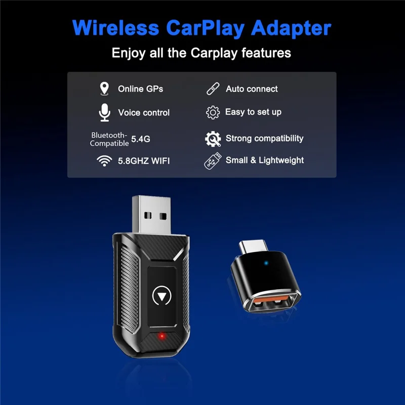 M30 2 in 1 AI Box Wireless Car Adapter for CarPlay  /  Android Auto Upgrade Compatible with Built-in CarPlay  /  Android Auto Vehicles