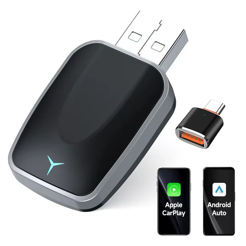 M34 2 in 1 AI Box Wireless Car Adapter for Upgrading Wired CarPlay  /  Android Auto to Wireless Compatible With Built-in CarPlay  /  Android Auto Vehicles