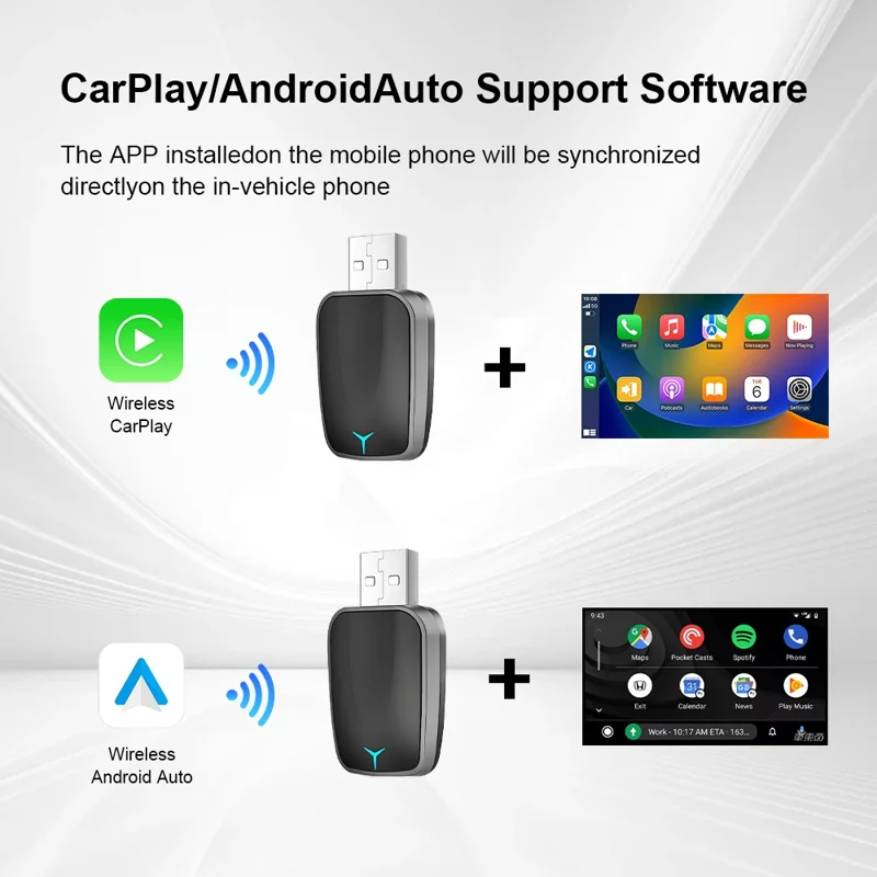 M34 2 in 1 AI Box Wireless Car Adapter for Upgrading Wired CarPlay  /  Android Auto to Wireless Compatible With Built-in CarPlay  /  Android Auto Vehicles