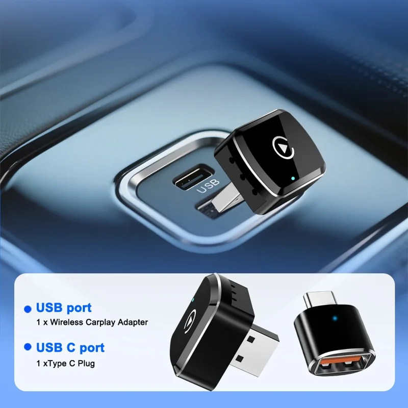 M39 2 in 1 AI Box Wireless Car Adapter for CarPlay  /  Android Auto Upgrade Wired to Wireless Compatible with Built-in CarPlay  /  Android Auto Vehicles