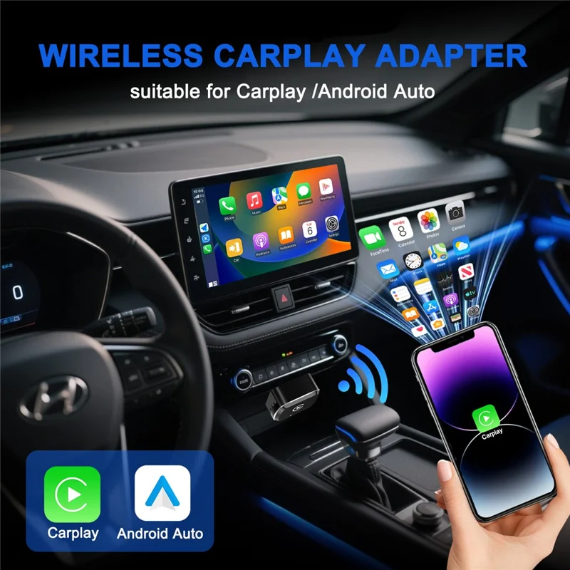 M39 2 in 1 AI Box Wireless Car Adapter for CarPlay  /  Android Auto Upgrade Wired to Wireless Compatible with Built-in CarPlay  /  Android Auto Vehicles