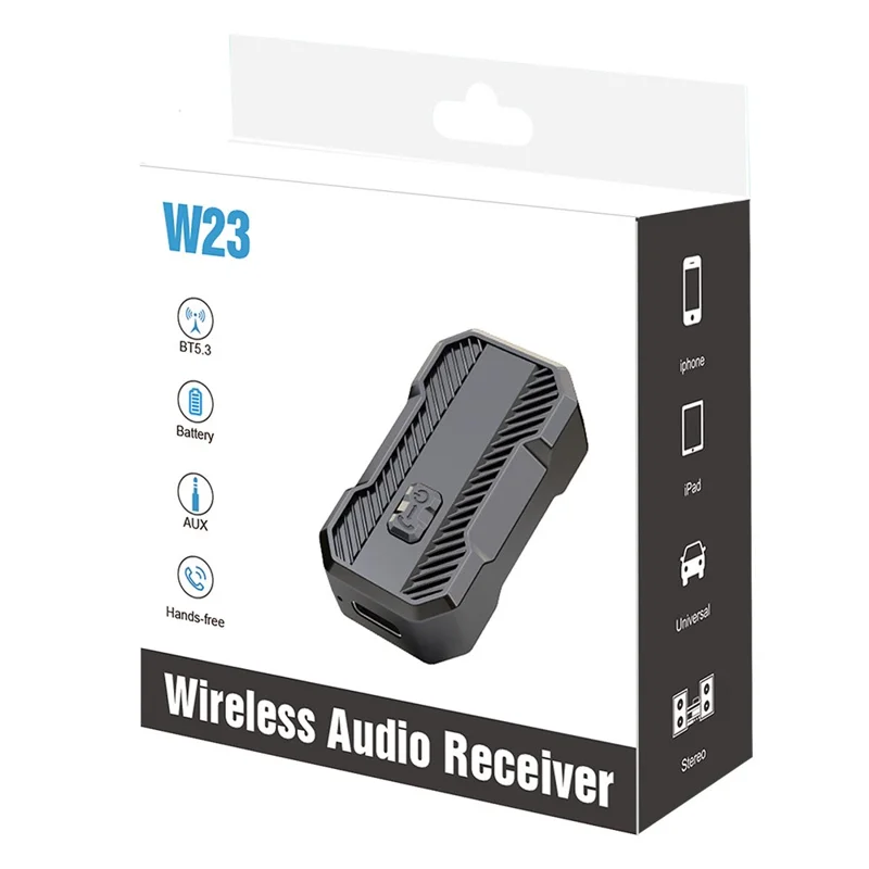 W23 billydmodtageradapter Bluetooth-kompatibel 5.3 hænderfri AUX trådløs transmitter