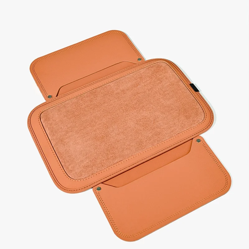 وسادة دعامة ذراع السيارة لسيارات Performance X3 / X4 / F30 / F06 / F02، غطاء مرفق جلد مع جيب تخزين - برتقالي