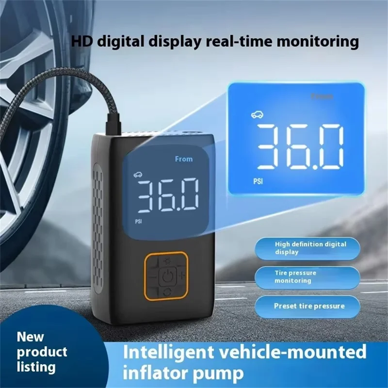 Gonfiatore per pneumatici auto 7.4V 150 PSI Max Schermo digitale Pompa d'aria portatile wireless con luce LED