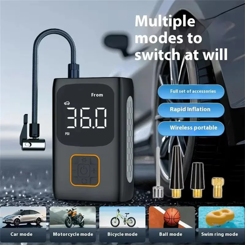 Gonfiatore per pneumatici auto 7.4V 150 PSI Max Schermo digitale Pompa d'aria portatile wireless con luce LED
