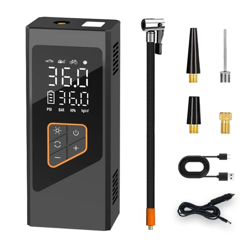 Kabelloser Reifenaufpumper mit digitaler Anzeige, tragbare elektrische Luftpumpe, Mini-Handkompressor mit Zigarettenanzünderkabel
