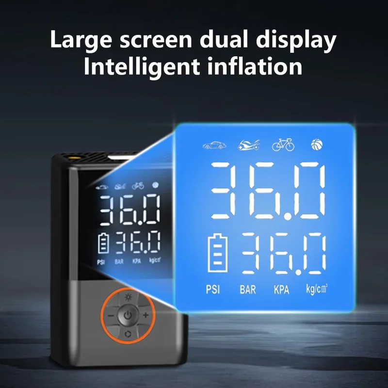 60W 150 PSI tragbare kabellose Mini-Autoreifen-Luftpumpe mit digitaler Anzeige, tragbarer Luftkompressor mit LED-Licht