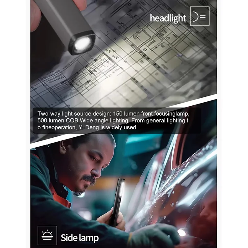 IPX4 vandtæt mini penlygte til camping, arbejde, reparation, 6 tilstande, udendørs, magnetisk lommelygte - grøn