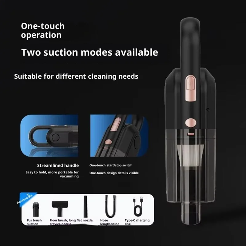 Portable 12000Pa Vacuum Cleaner for Car Home Strong Suction Cordless Handheld Cleaning Machine
