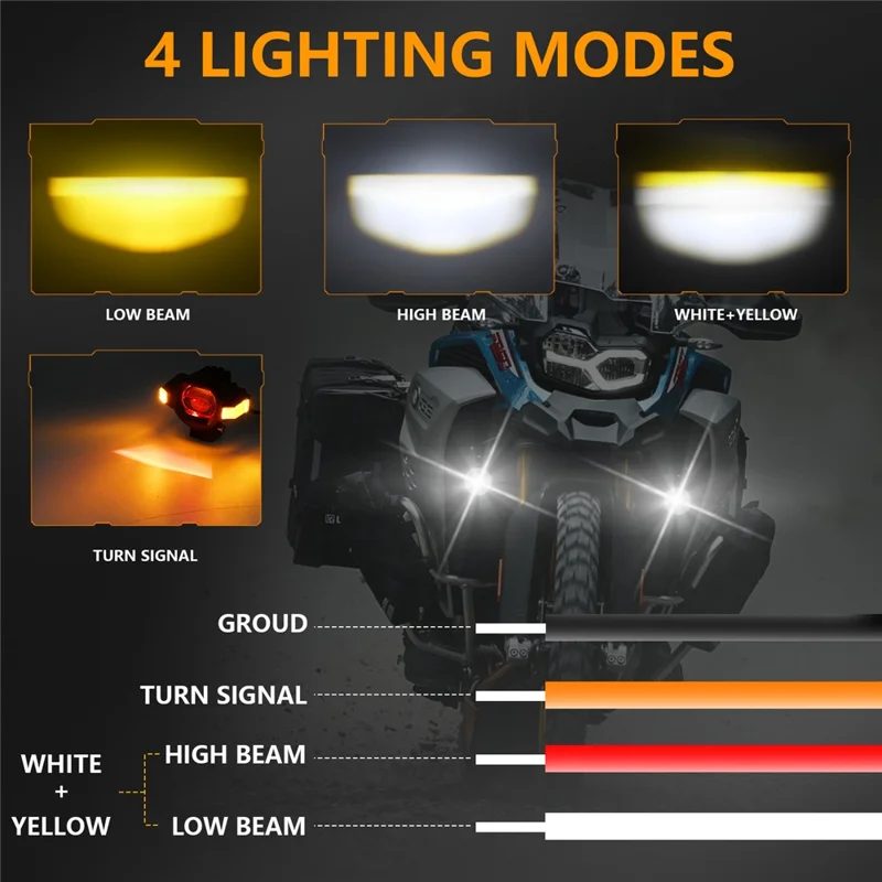 M15 1Pc Motorcycle Auxiliary Lamp IP68 Waterproof High Brightness Aluminum Alloy DRL LED Spotlight