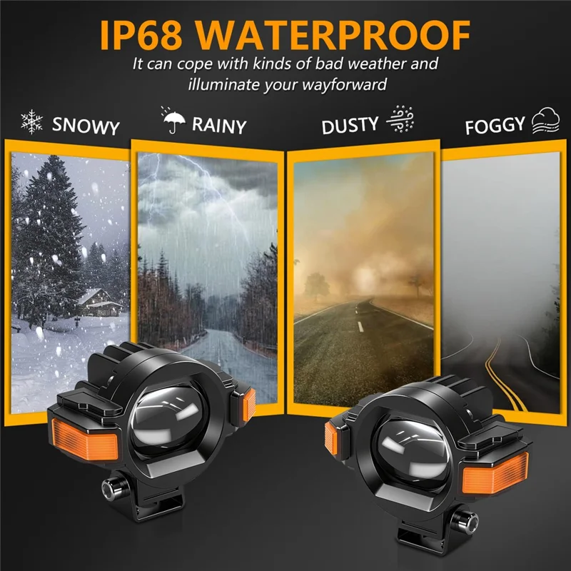 M15 1Pc Motorcycle Auxiliary Lamp IP68 Waterproof High Brightness Aluminum Alloy DRL LED Spotlight