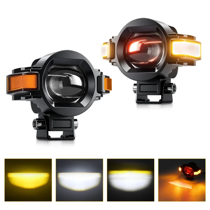 M15 2Pcs Motocicleta Lâmpada Auxiliar IP68 À Prova d'Água Brilho Alto Alumínio Liga LED Holofote DRL