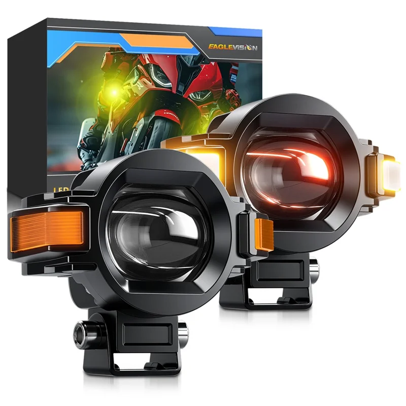 M15 2Pcs Motocicleta Lâmpada Auxiliar IP68 À Prova d'Água Brilho Alto Alumínio Liga LED Holofote DRL