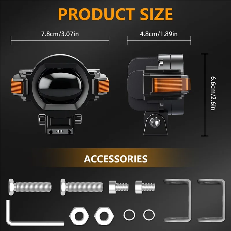 M15 2Pcs Motocicleta Lâmpada Auxiliar IP68 À Prova d'Água Brilho Alto Alumínio Liga LED Holofote DRL